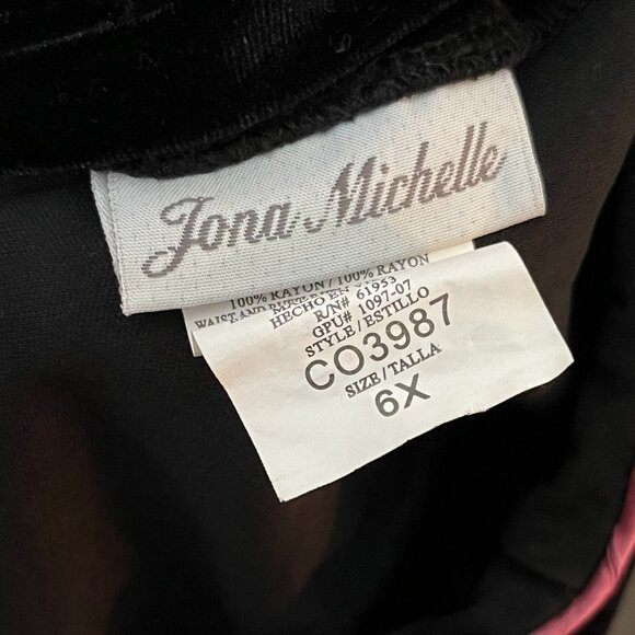 Jona Michelle Black Velvet with Pink Skirt Party Dress Size 6X - Picture 4 of 5